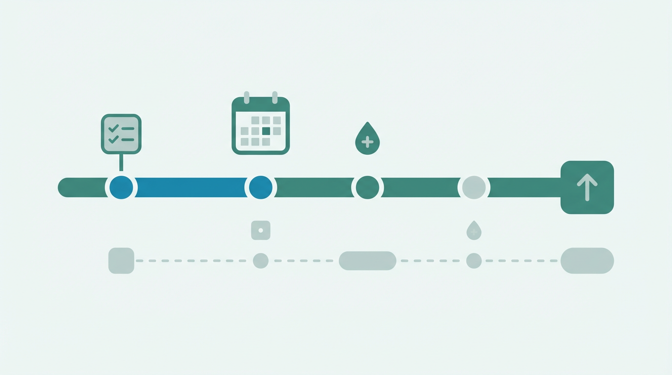 Personalized timeline with due dates and guideline-based schedule